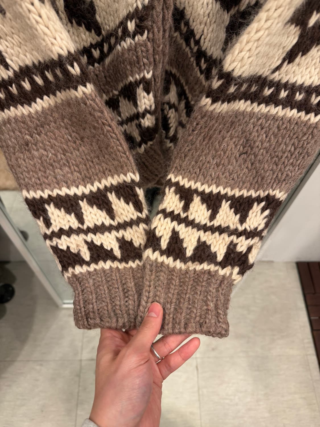 Vtg 빈티지 헤비울 코위찬 니트 집업 상품이미지5