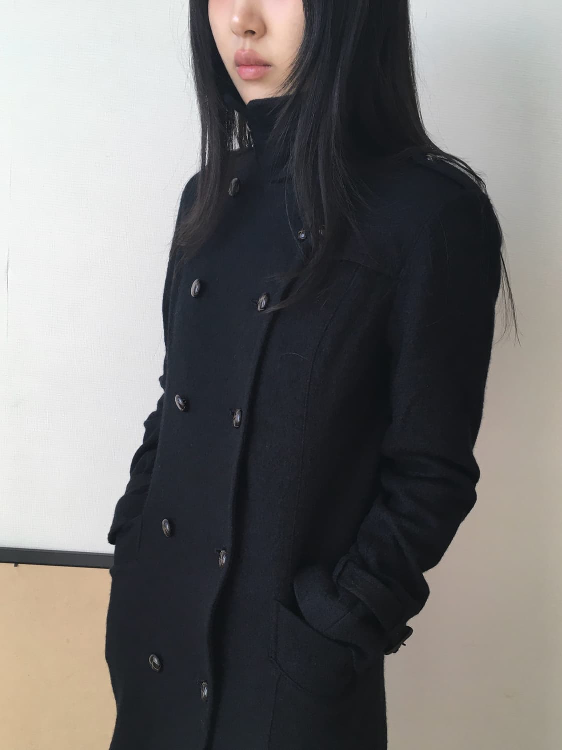 빈티지 더블 하이넥 롱코트 상품이미지7