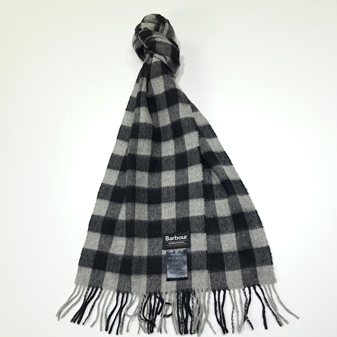 MX472 바버 램스울 인터내셔널 체크 그레이 머플러 목도리 상품이미지2