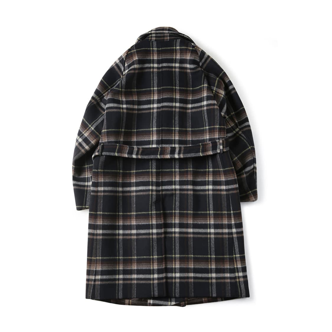 shirter 셔터 벨티드 울 체크 코트 네이비 상품이미지4