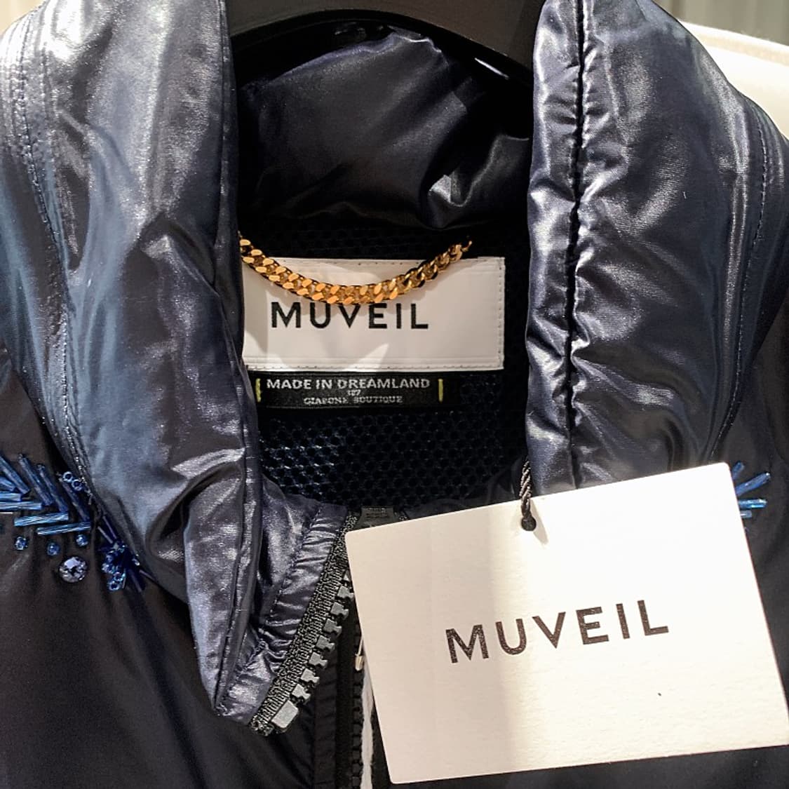 뮤베일 뮤베르 여성 네이비 비즈 디테일 바 상품이미지3