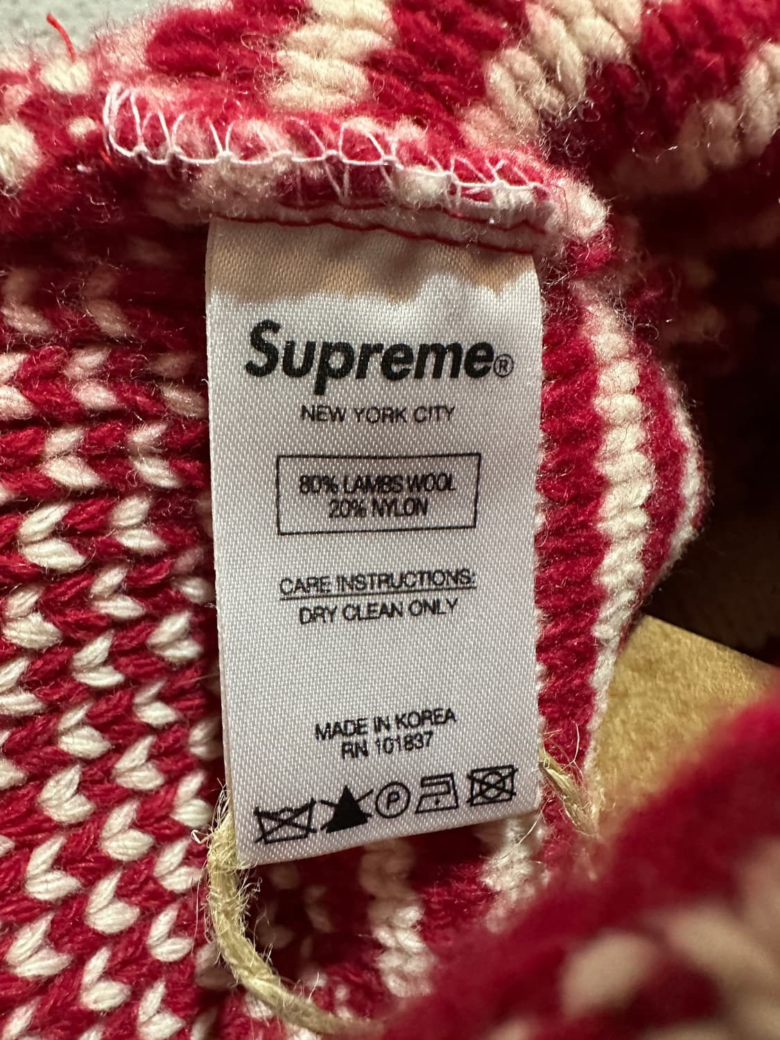 슈프림 울 자카드 비니 레드 17FW 상품이미지3