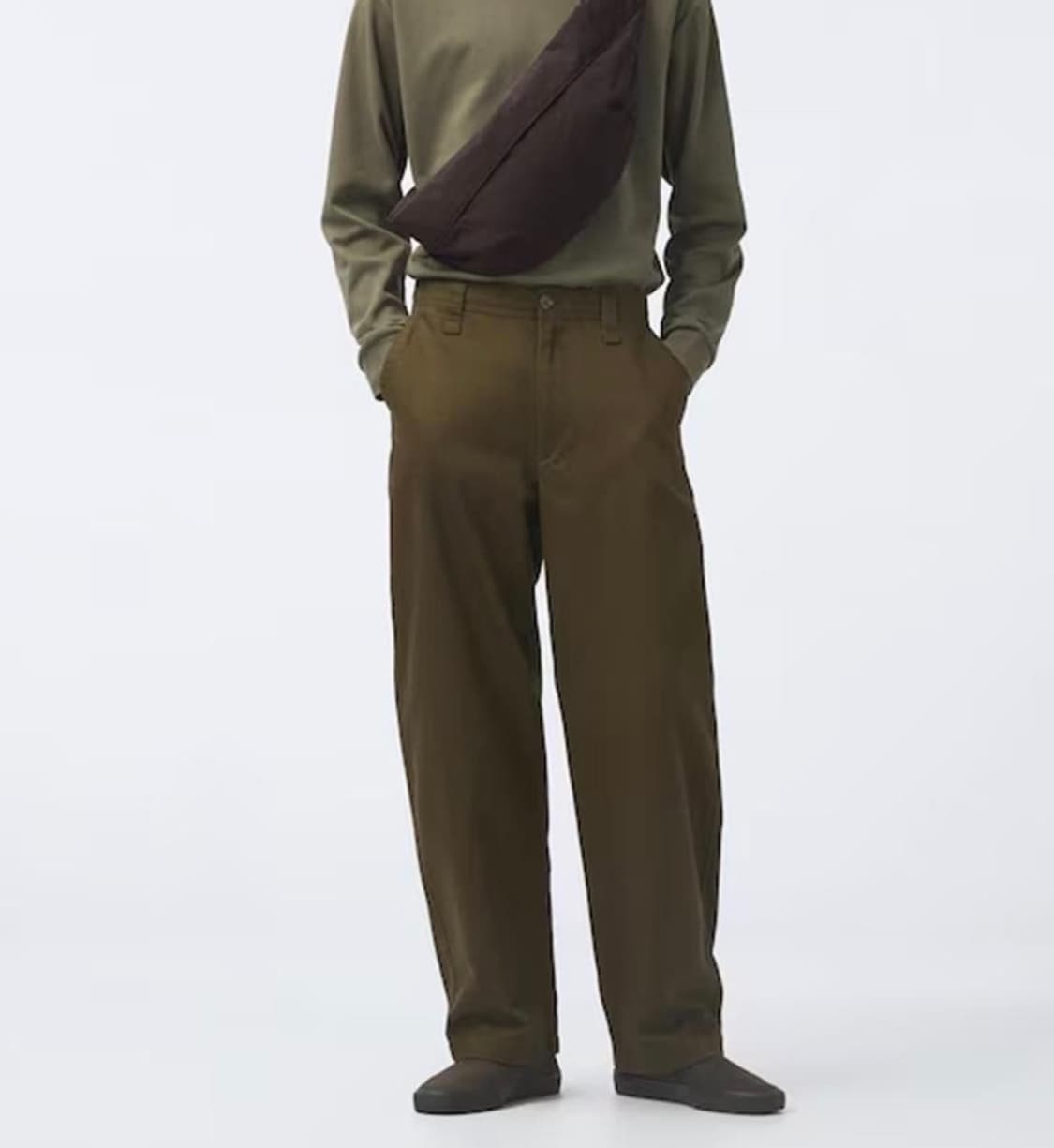 유니클로 U 와이드 치노 / 38 다크브라운(올리브) / 76 상품이미지1