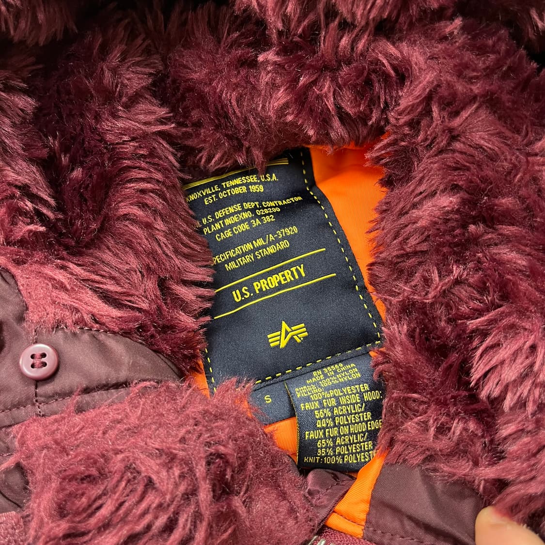 Alpha 알파인더스트리 N-3B 버건디 야상 자켓(S) 상품이미지2