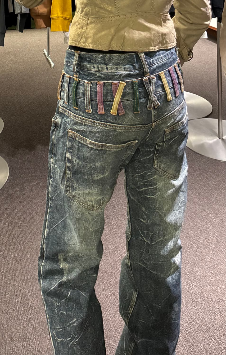 76)NYLAUS clothing 빈티지 레이어드 워싱 데님팬츠 상품이미지3