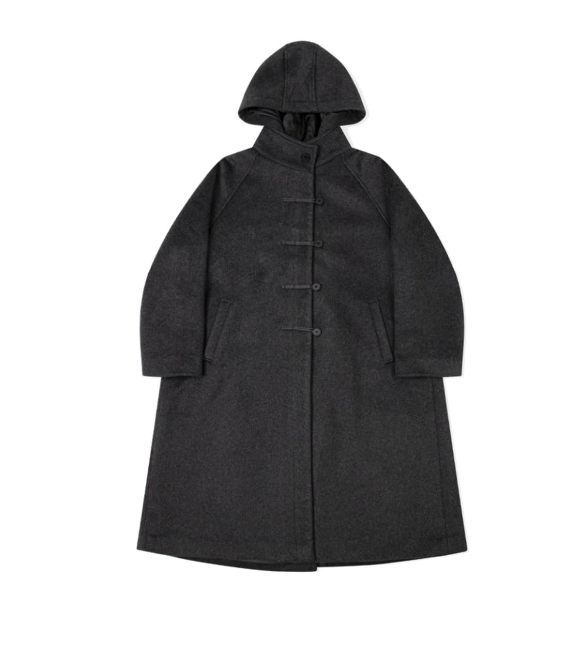 미세키서울 후드 롱 더블코트 차콜 상품이미지1