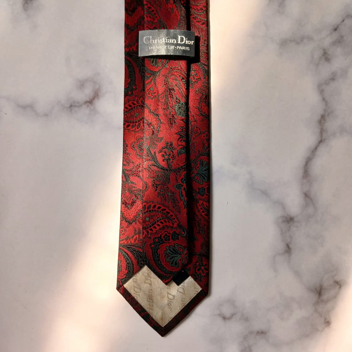 크리스찬 디올 실크 레드 페이즐리 넥타이 7.6cm A등급 E736
 상품이미지7