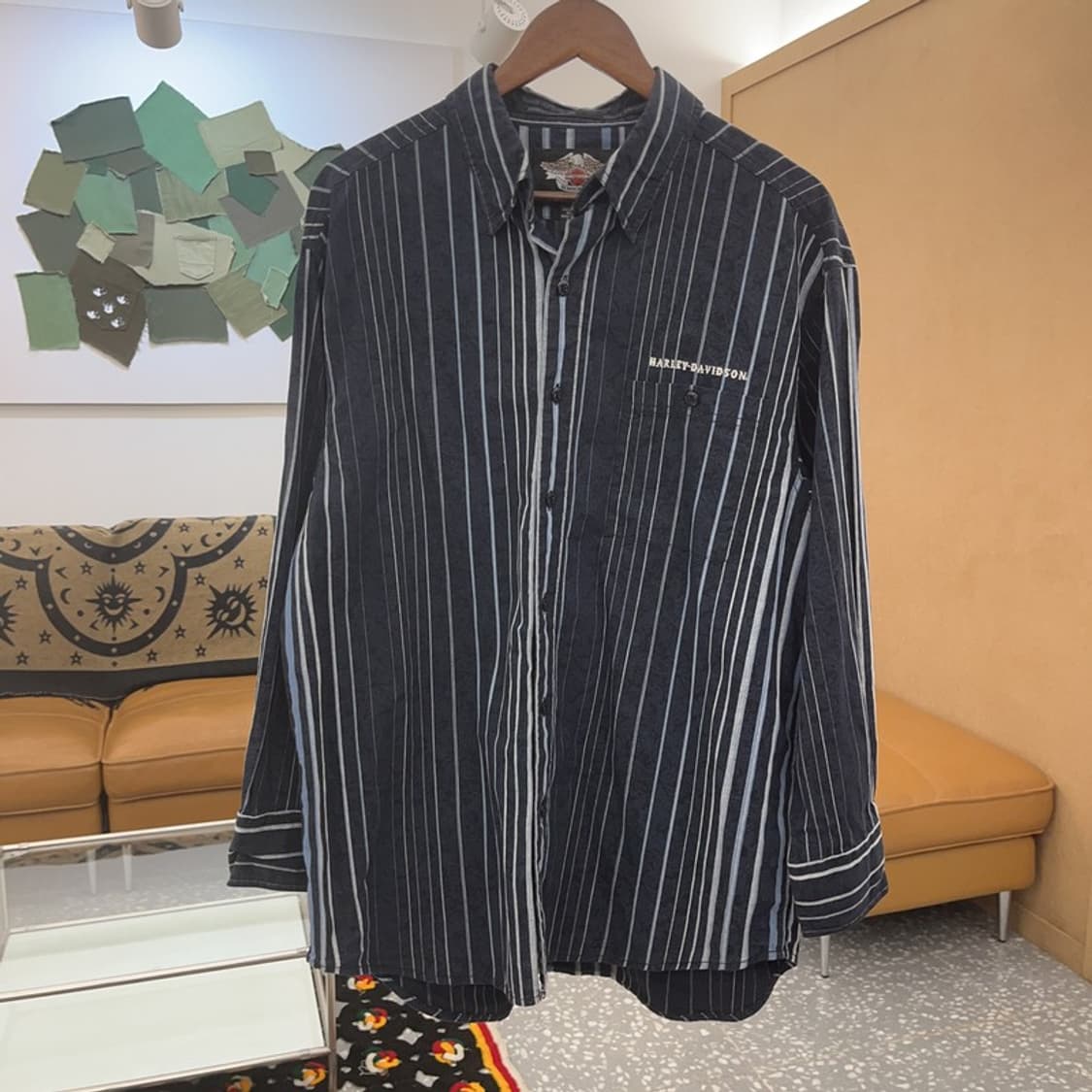 할리 데이비슨 올드스쿨 스트릿 페이즐리 스트라이프 셔츠 L C07886 상품이미지3