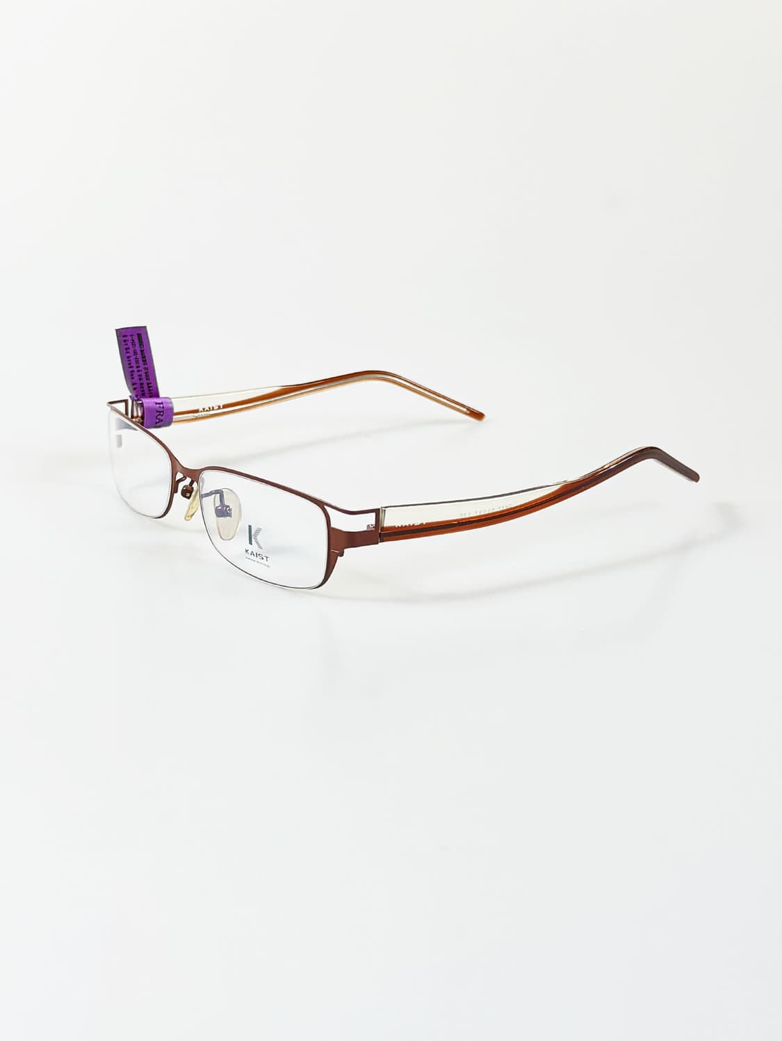 KAIST 브라운 티타늄 슬림 스퀘어 프레임 빈티지 안경 상품이미지4