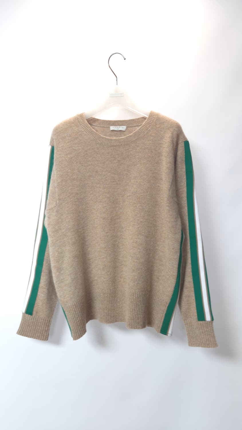 산드로 배색라인 라운드넥 니트 탑 44~66 상품이미지3