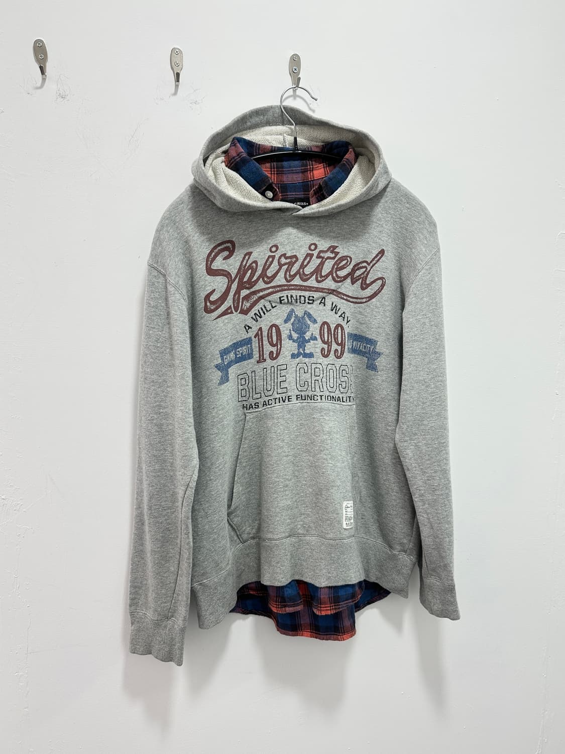 Blue Cross fake layered hoodie 상품이미지3