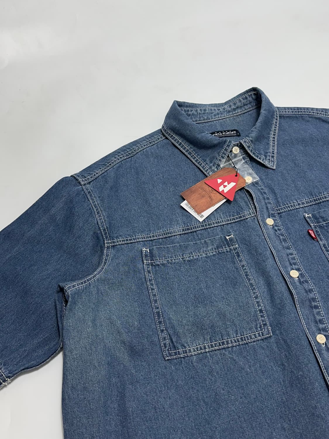 필드워커 포켓 데님 반팔 셔츠 워크 청남방 상품이미지4