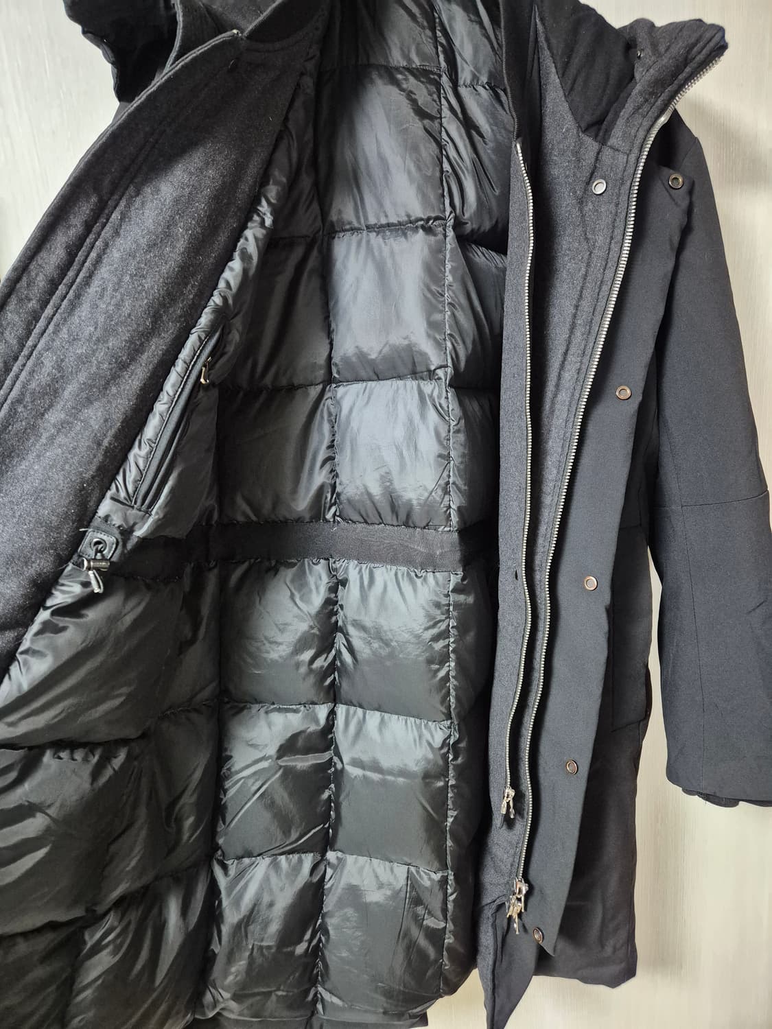 (정품) 솔리드옴므 구스다운 롱패딩 후드점퍼 50 이중집업 상품이미지7