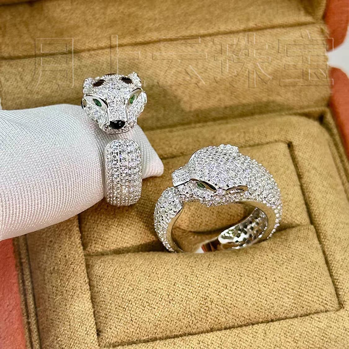 Oceanora 레오파드 925실버 그린아이 풀지르콘 럭셔리 링 상품이미지5