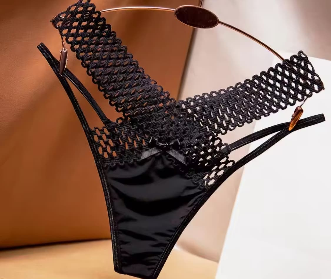(새상품바디프로필 촬영용 크로스 레이스 티팬티 블랙 FREE(44~66) 상품이미지6