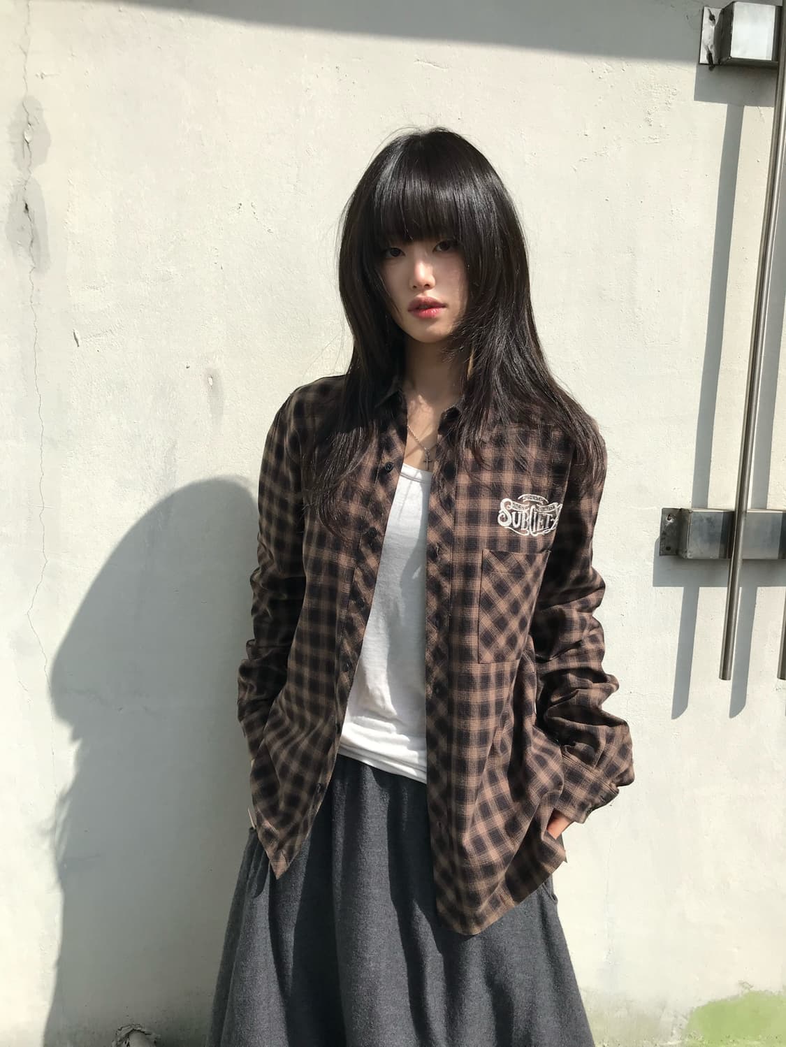 Subciety 브라운 빈티지 체크 셔츠 상품이미지5