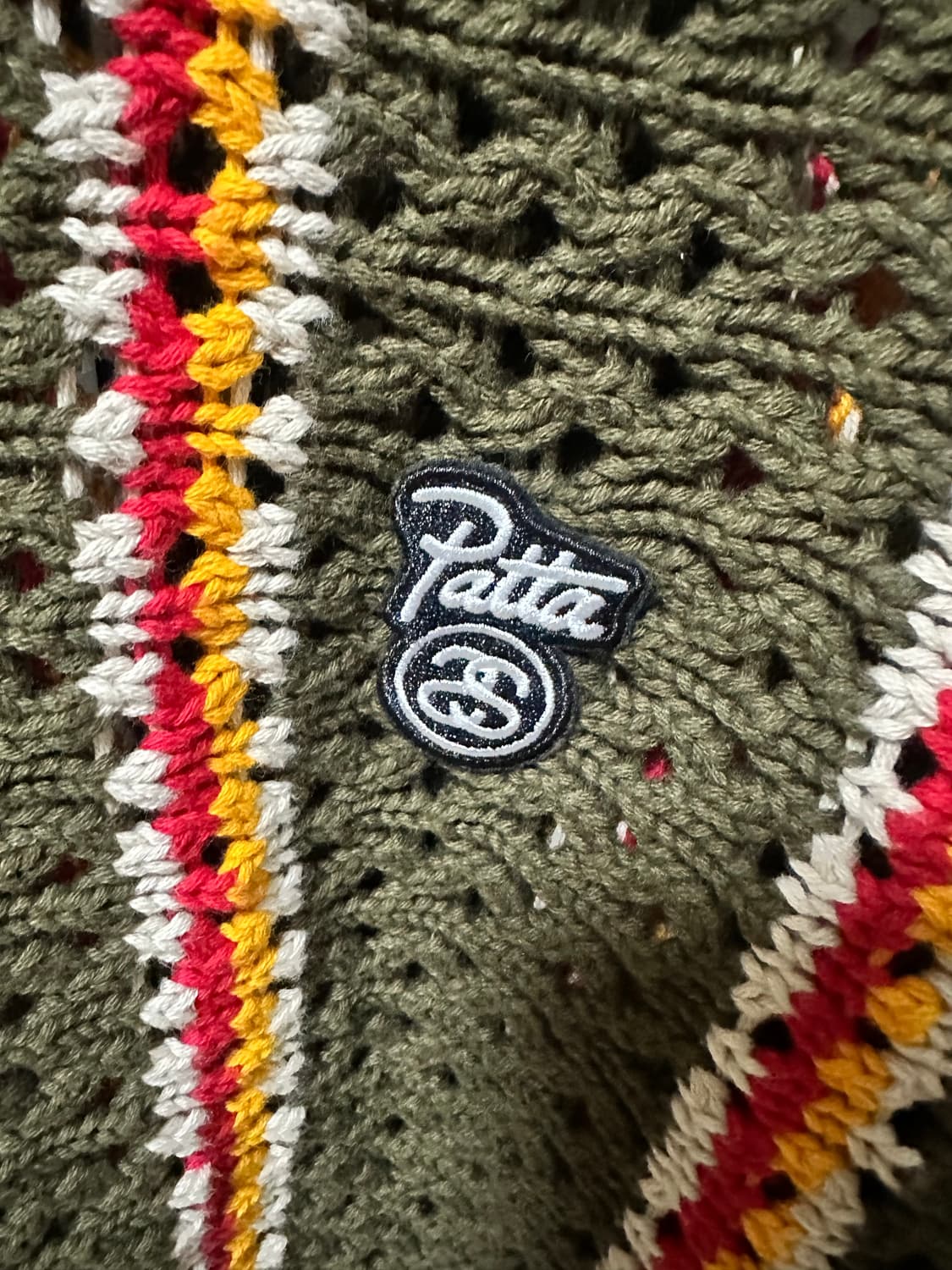 스투시 파타 스트라이프 니트 올리브 m 상품이미지3