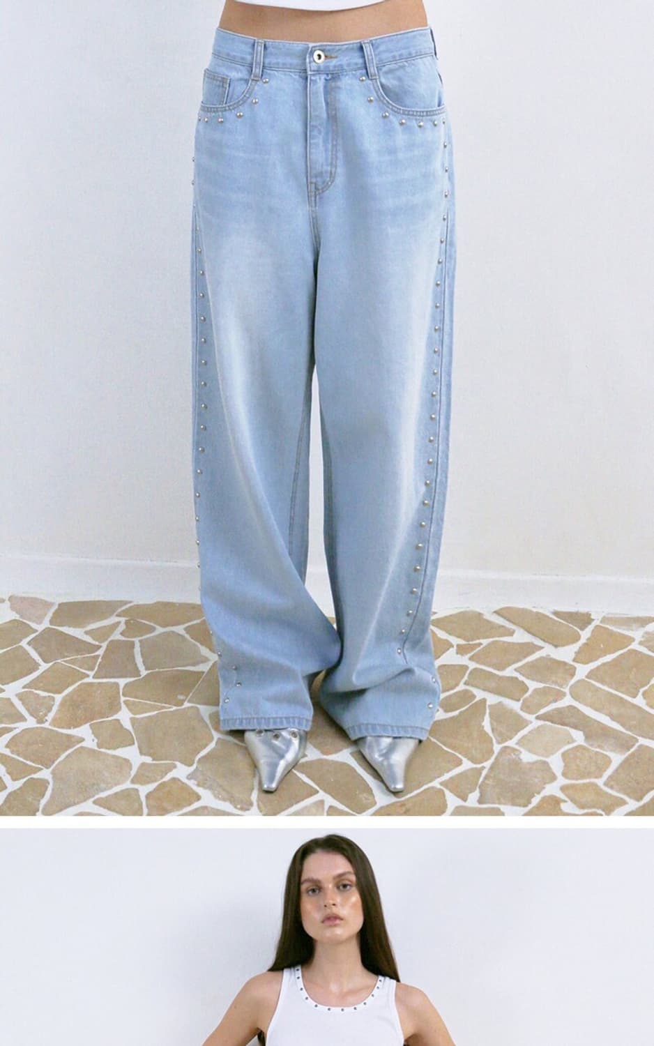 폴리수엠 SS Studded Washed Jeans(Light Blue) 상품이미지2