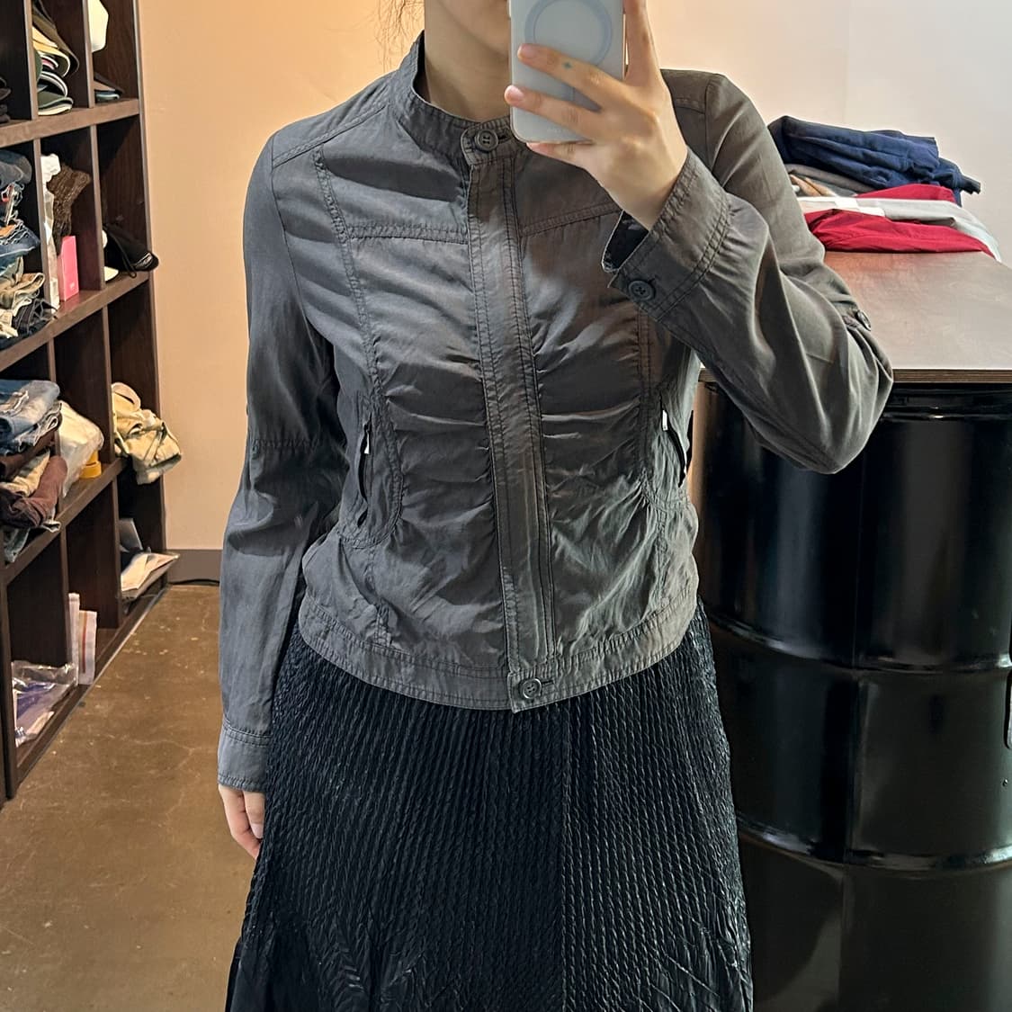 챠콜 셔링 자켓 상품이미지7