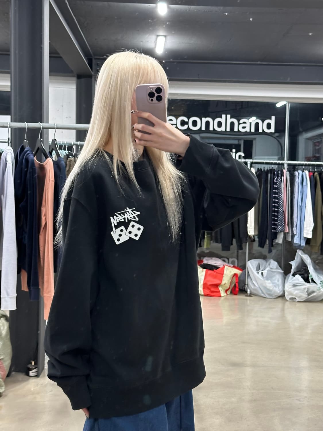  스투시 다이스 피그먼트 다이드 크루넥 맨투맨 상품이미지1