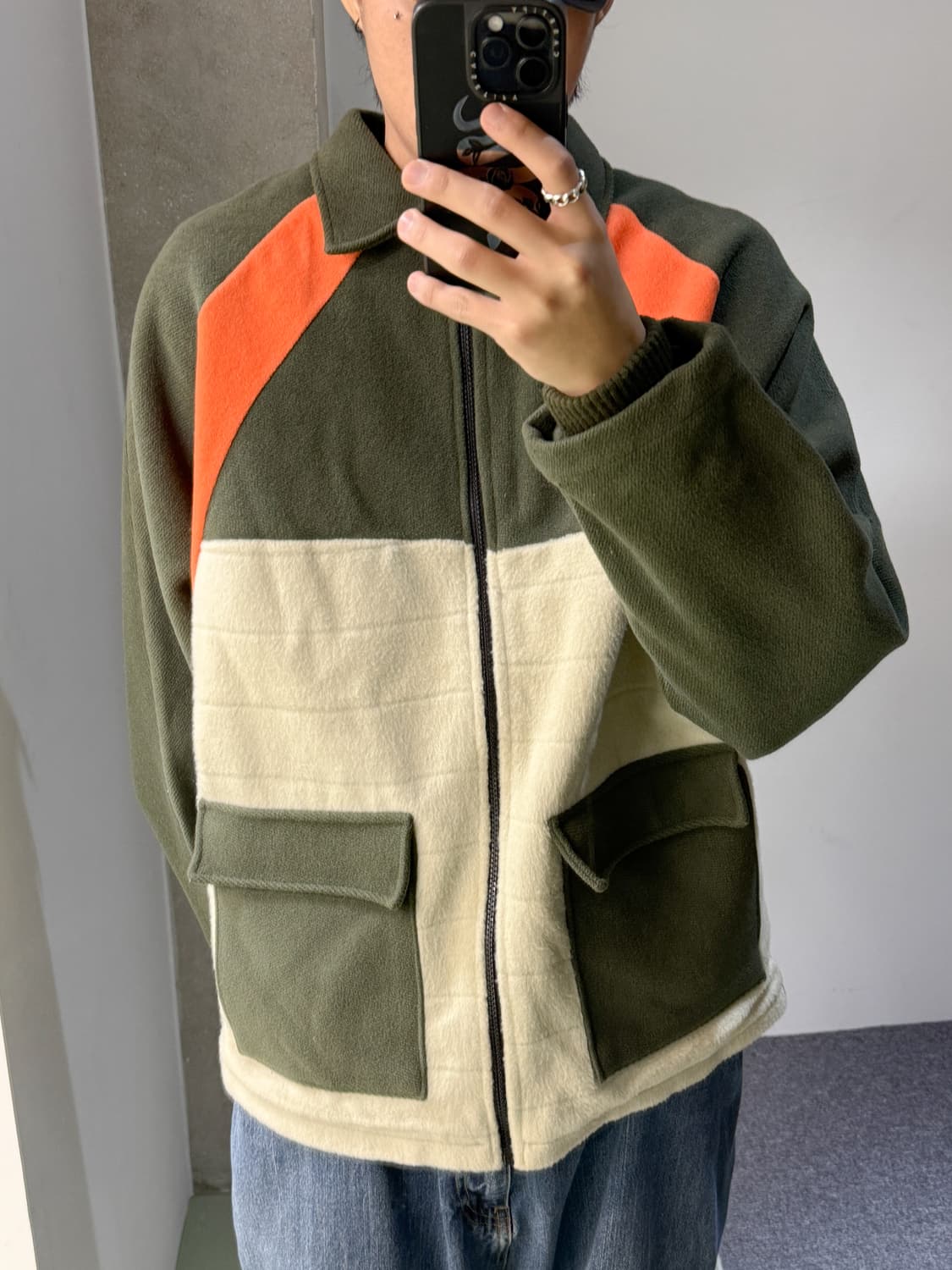 코스모슈 컬러블락 플리스 집 자켓 상품이미지1