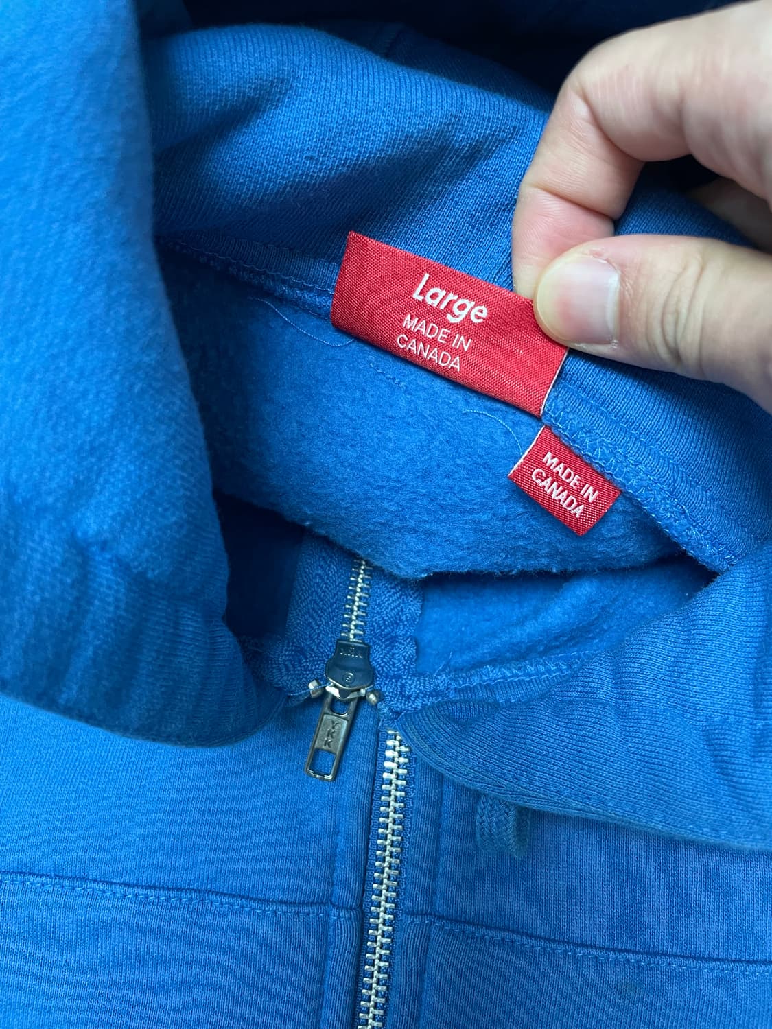 [L] 슈프림 스몰로고 후드집업 블루 상품이미지4