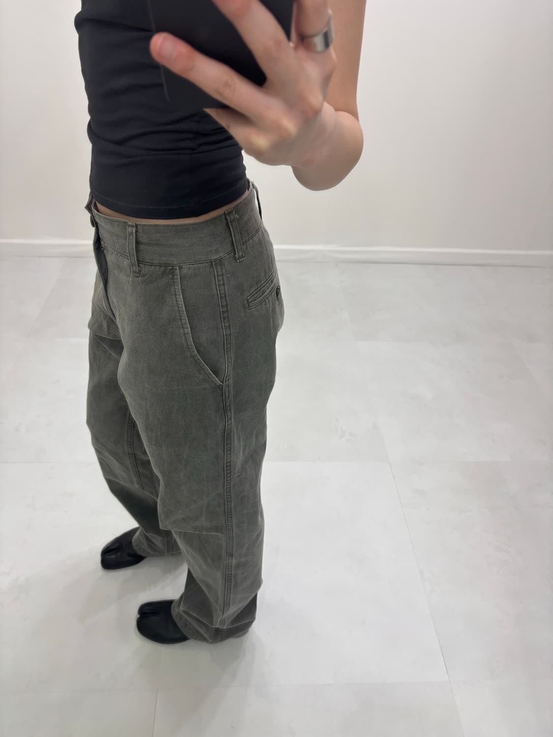 KHAKI GRAY WASHED PANTS 상품이미지3