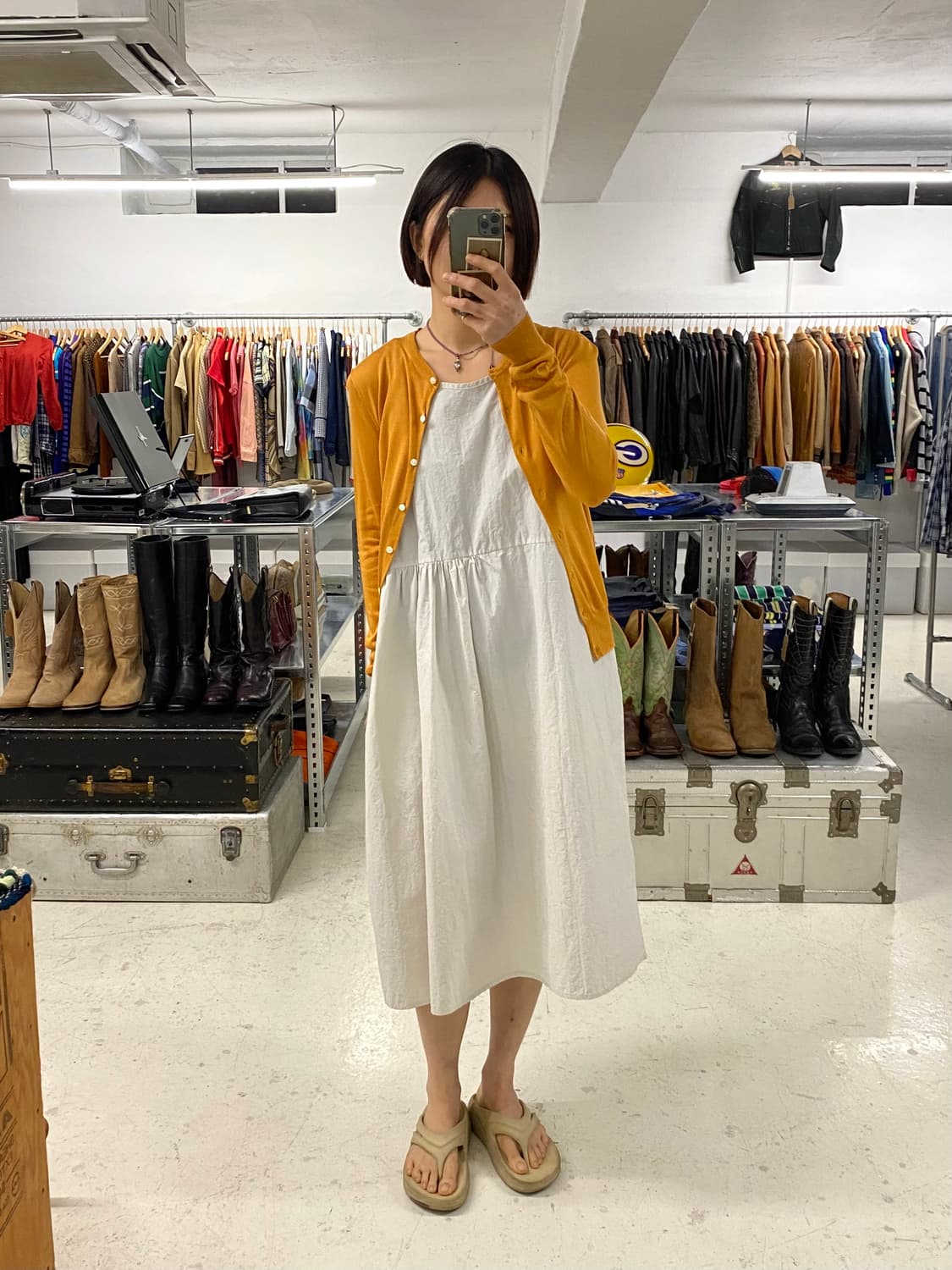 UNITED ARROWS collarless cardigan 실크 가디건 상품이미지8