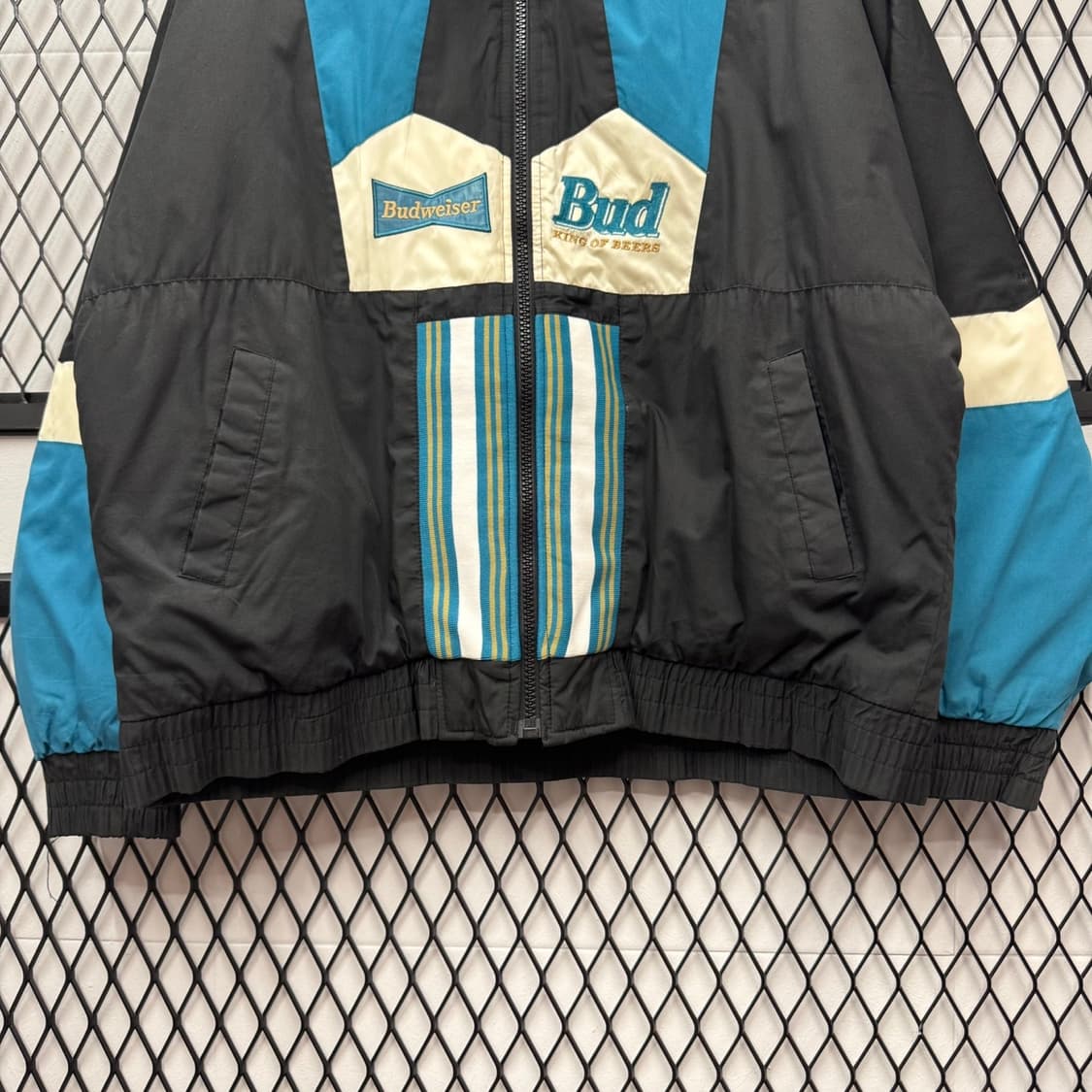 90s 버드와이저 리버시블 패딩 자켓 레터링 로고 디테일 민트 블랙 상품이미지6