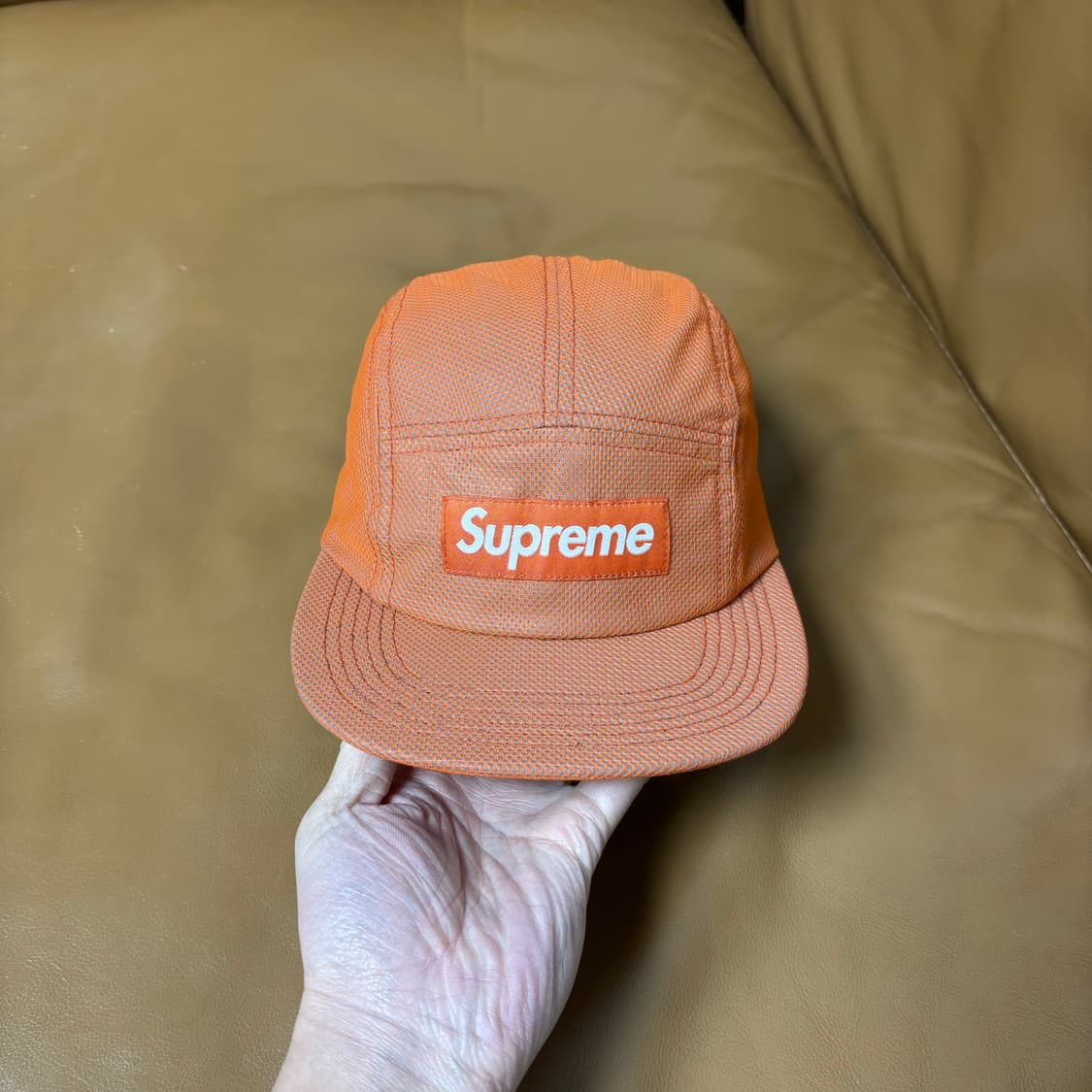 슈프림 캠프캡 모자 박스로고 오렌지 상품이미지2
