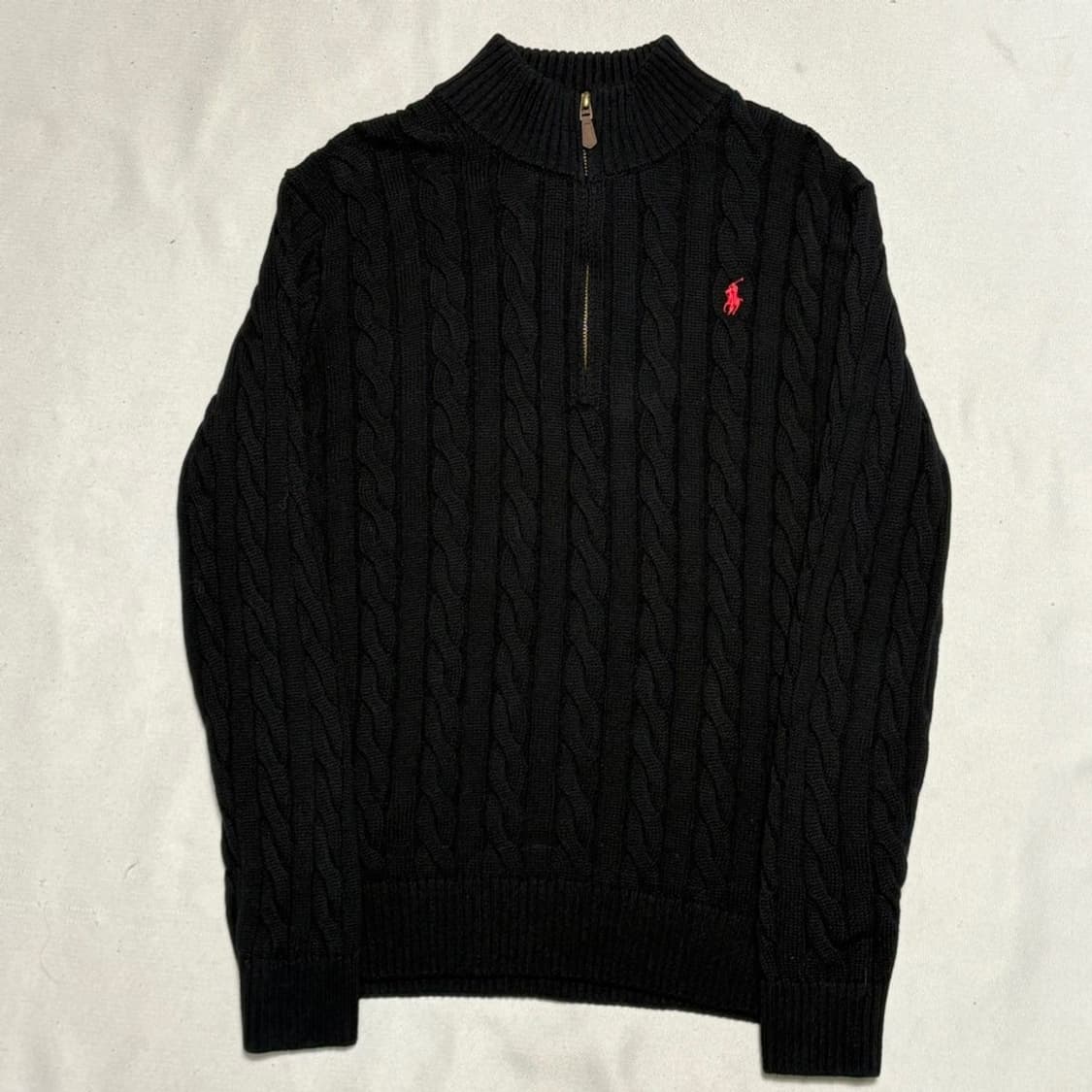 L 폴로랄프로렌 블랙 케이블 반집업 니트 상품이미지2