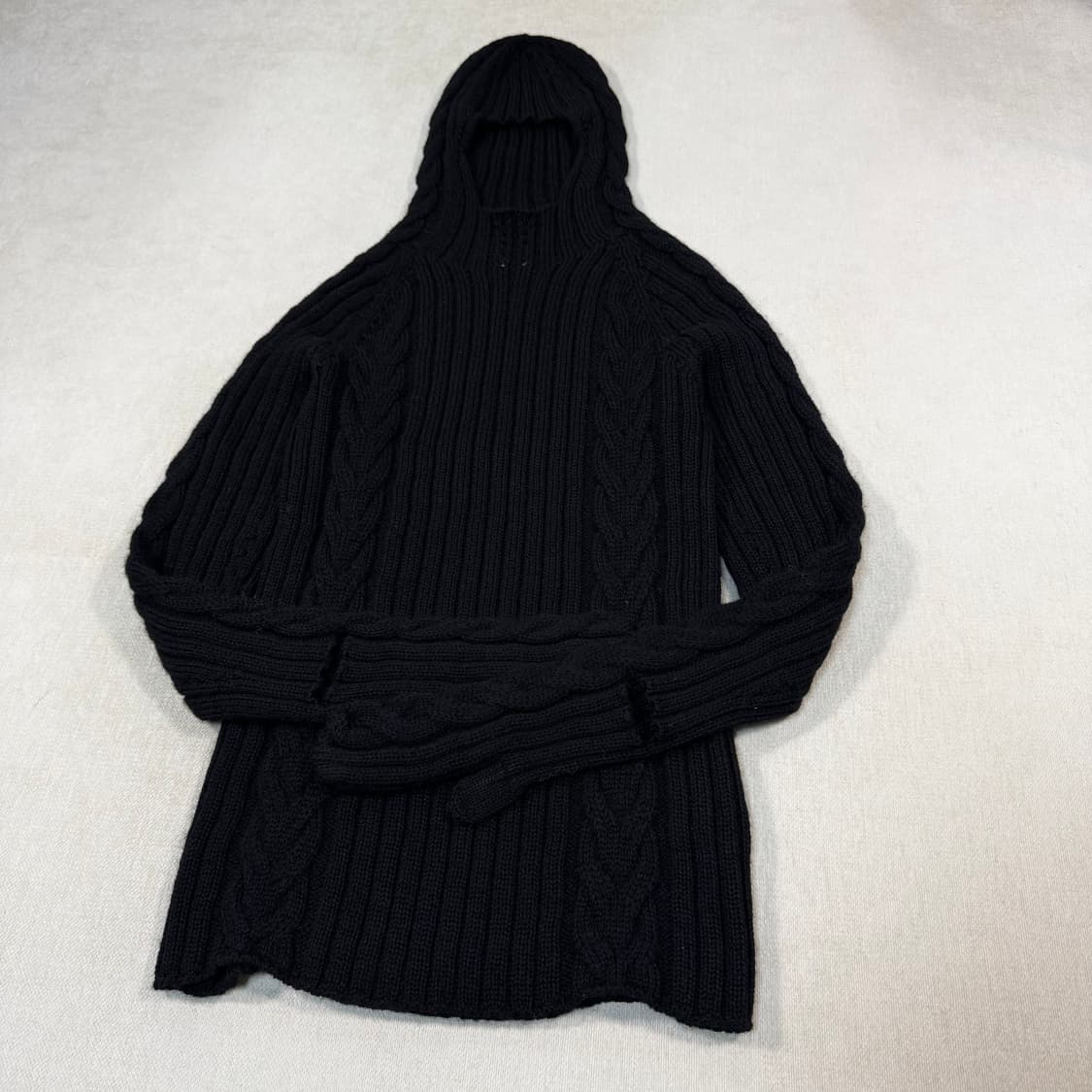Wool Knit Black Hoodie 상품이미지2