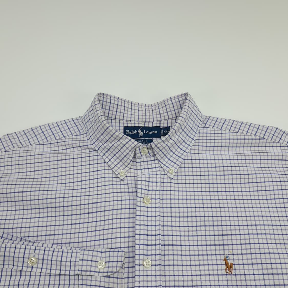 CN669 2XL 폴로 랄프로렌 퍼플 마이크로체크 긴팔 셔츠 남방 상품이미지3