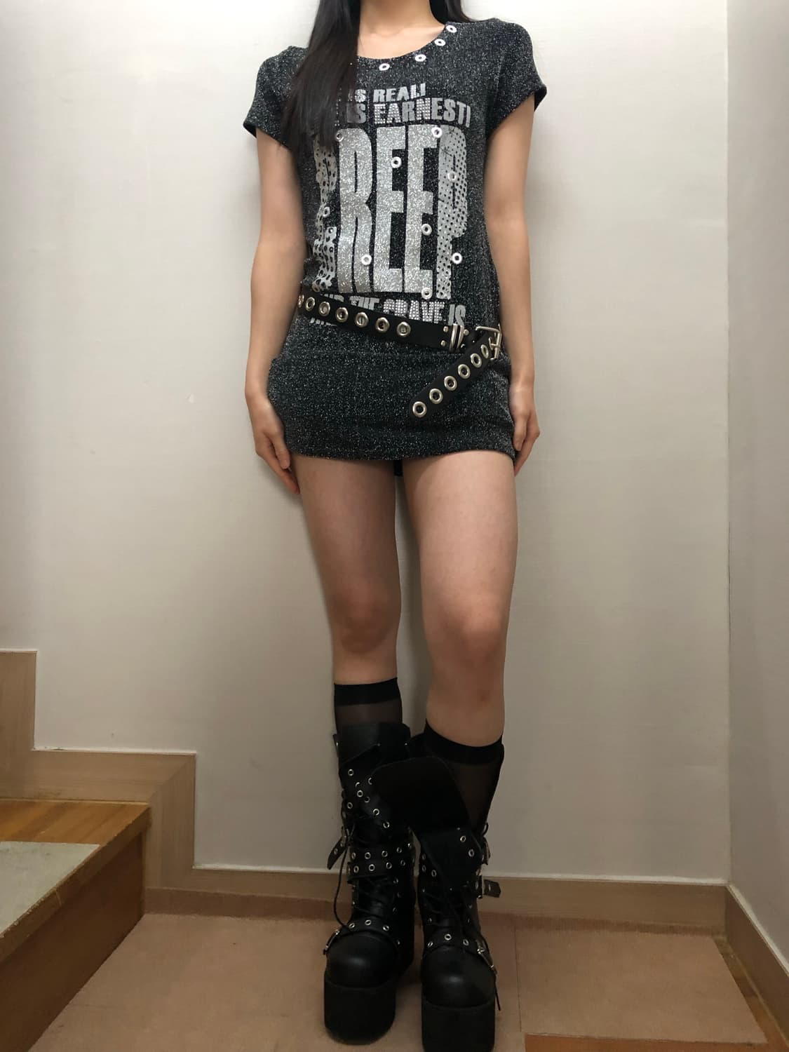 빈티지 그레이 펑크 티셔츠 상품이미지4