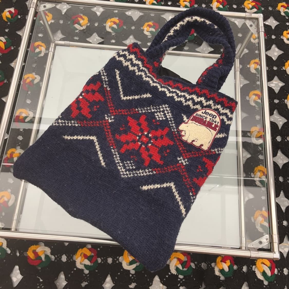 지프 빈티지 폭닥 노르딕 코위찬 니트 뜨개 토트백 C07917 상품이미지3