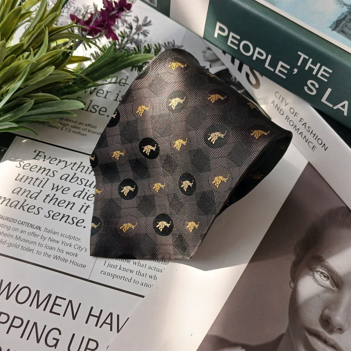 짐톰슨 코끼리 자수 패턴 넥타이 9.5cm A+~A등급 E848
 상품이미지2