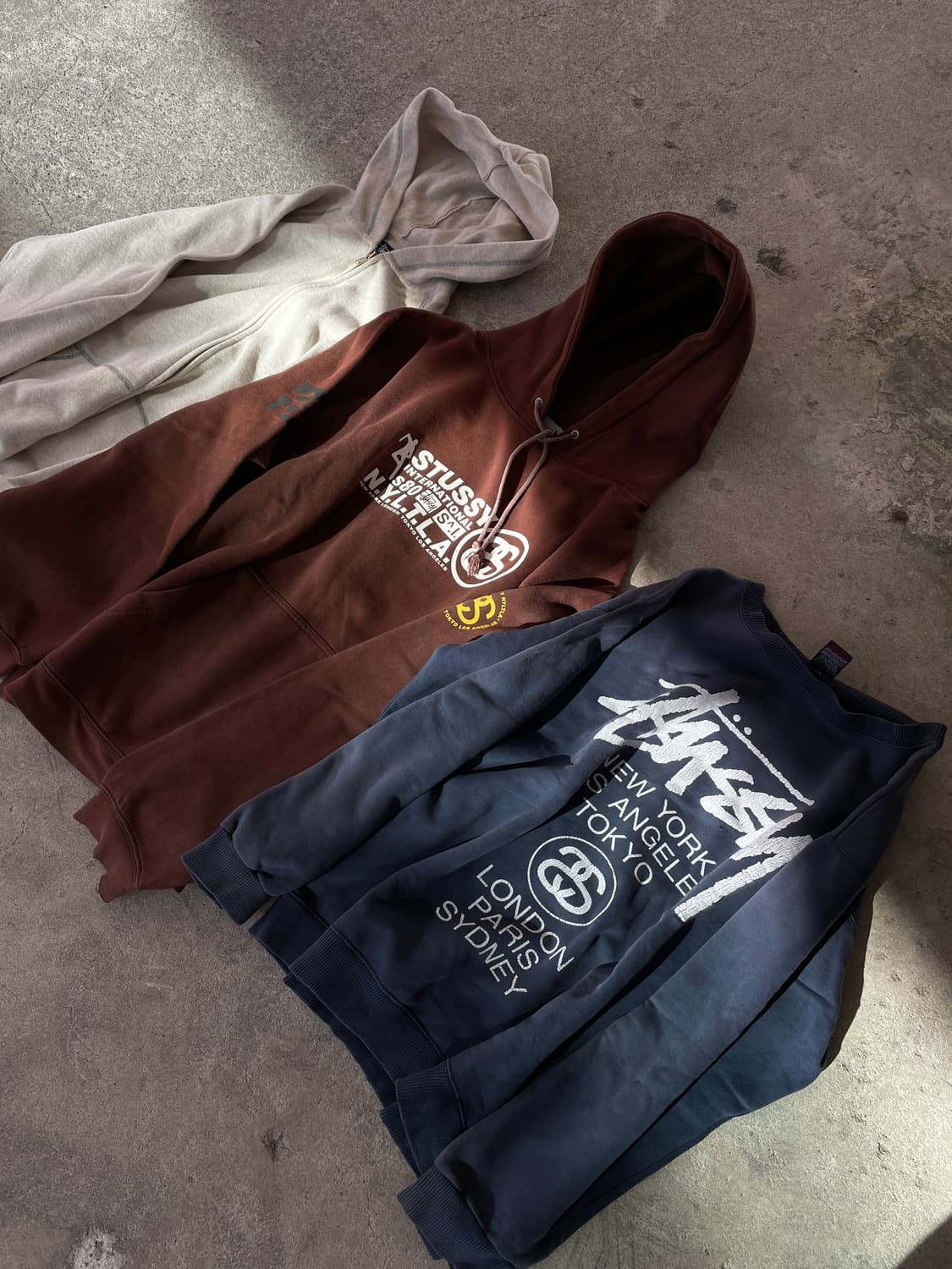 00s Stüssy Knit Oatmeal hood zip 상품이미지1