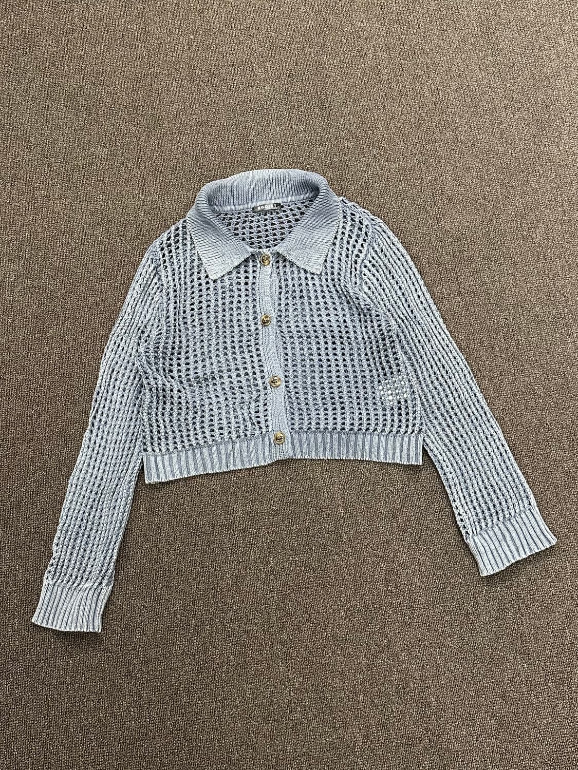 M)에고이스트 빈티지 여성 카라 펀칭 니트 가디건 상품이미지1