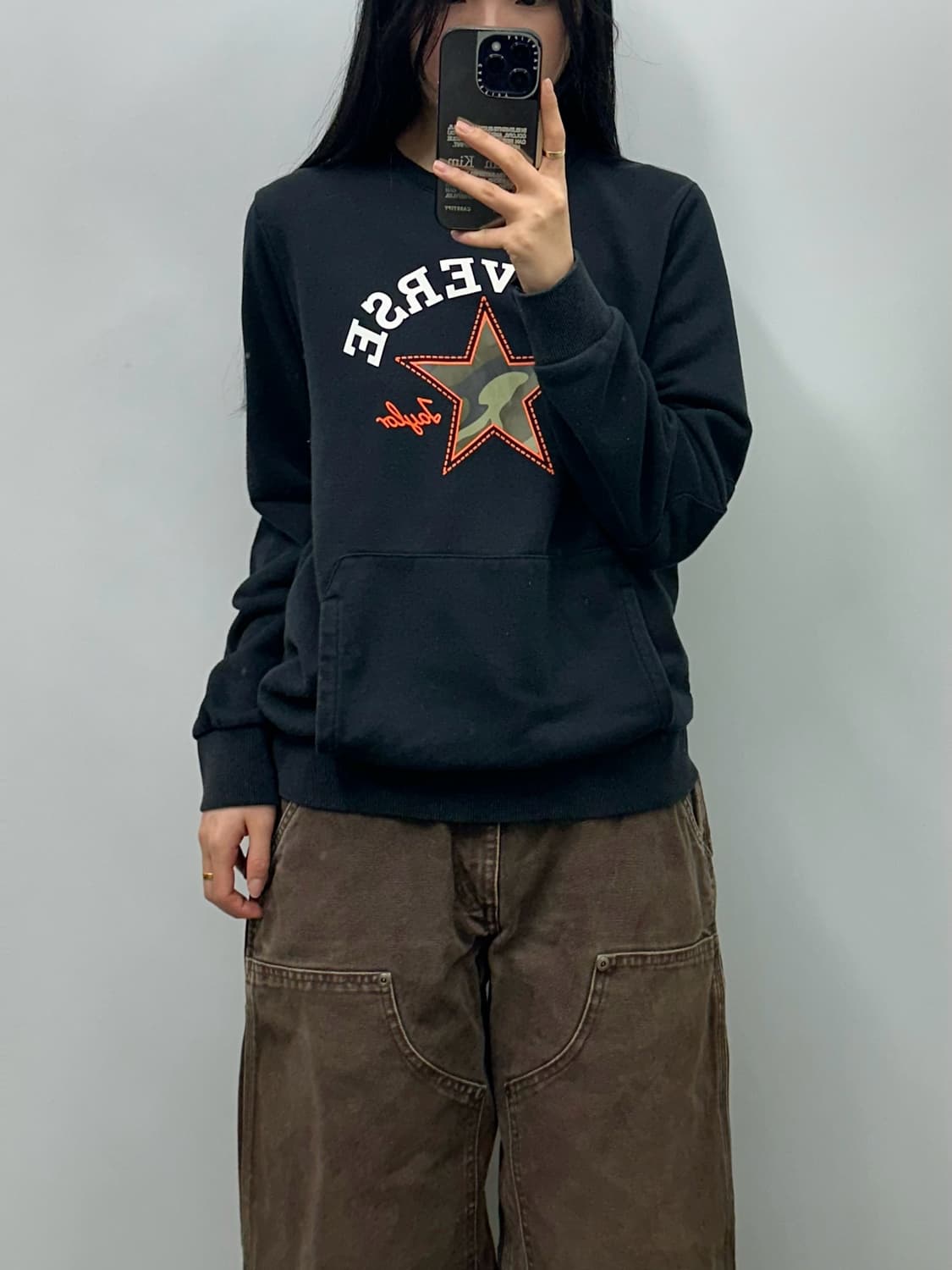 컨버스 y2k 와투케 카모 스타 블랙 맨투맨 상품이미지1