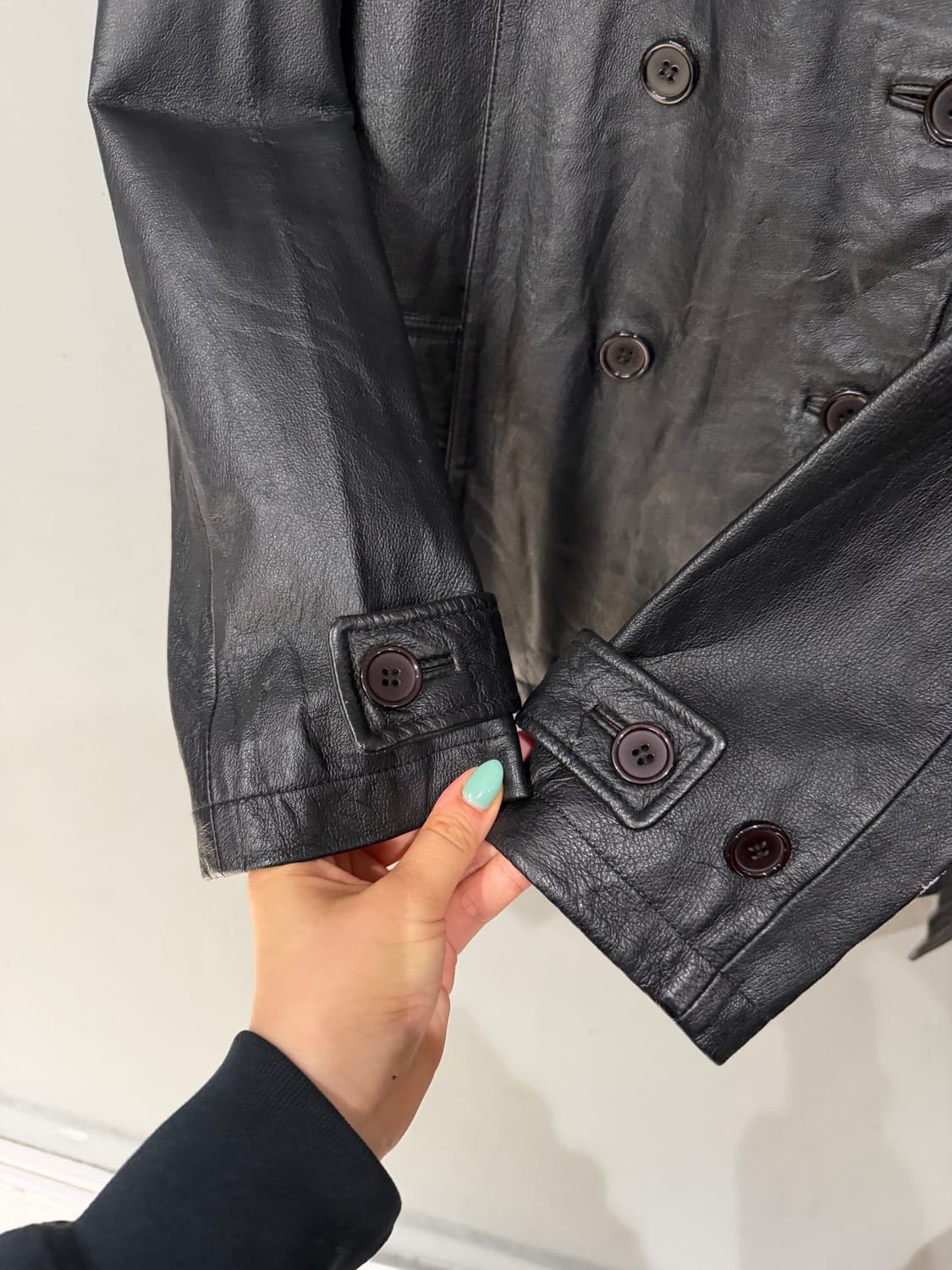 double button strap detail leather jk  상품이미지8