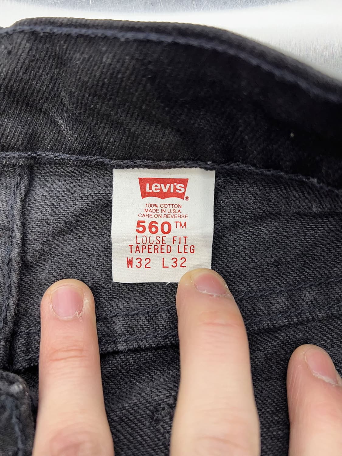 리바이스 560 루즈 테이퍼드 오렌지 탭 블랙 데님 팬츠 상품이미지7