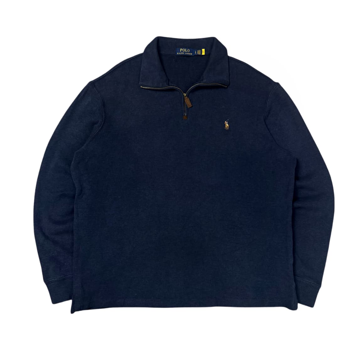 (L) 폴로 랄프로렌 QR라벨 코튼 니트 쿼터집 네이비 상품이미지1