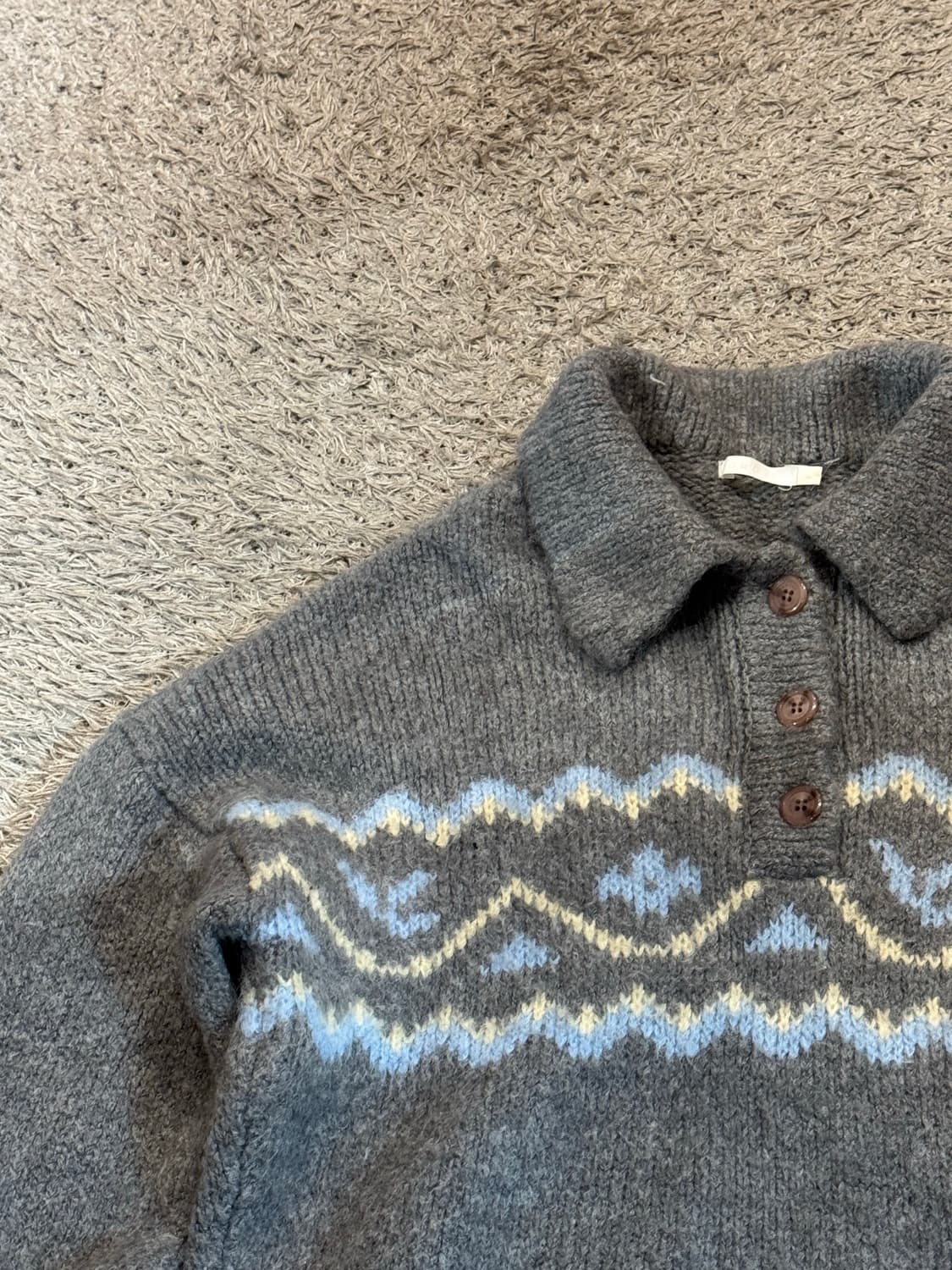 grove 그로브스토어 노르딕 아가일 패턴 카라넥 니트 상품이미지4