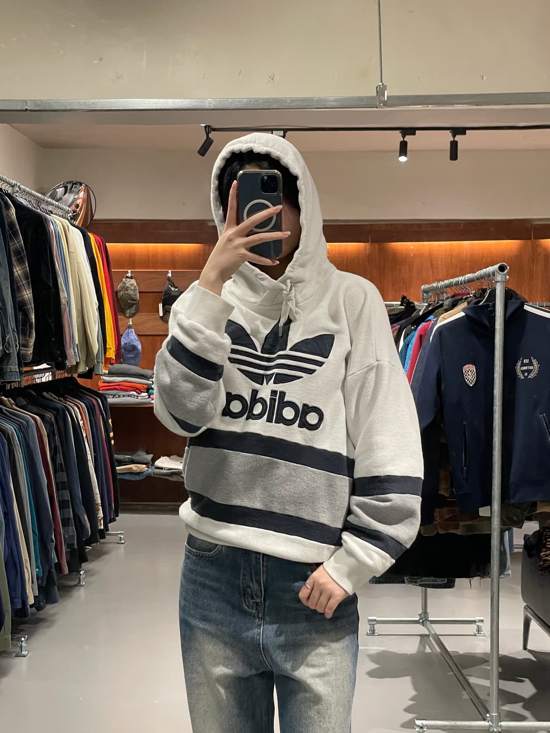 아디다스 트레포일 불꽃 와플 후드 티셔츠   상품이미지1