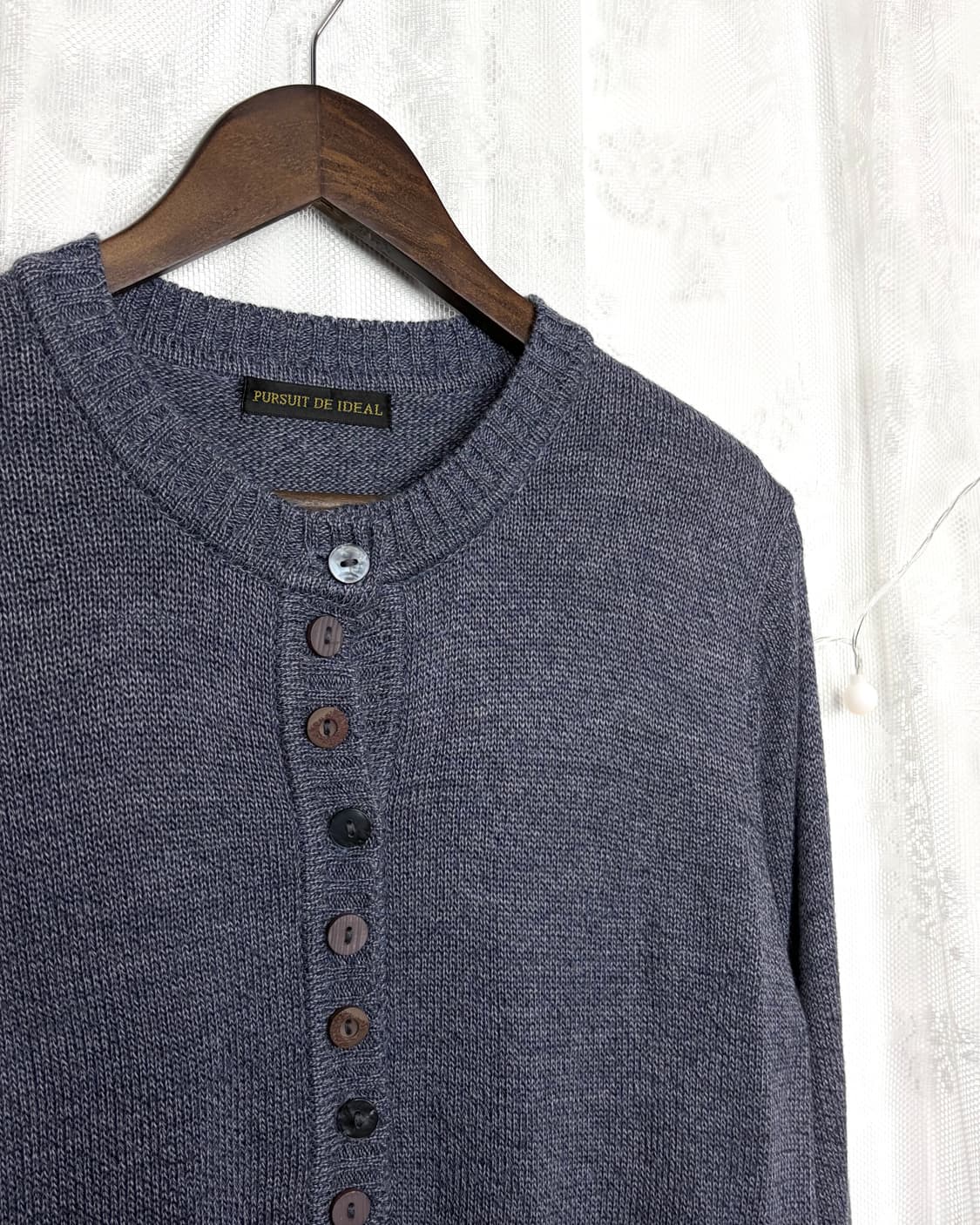 Button-front henley knit cardigan(blue) 상품이미지4