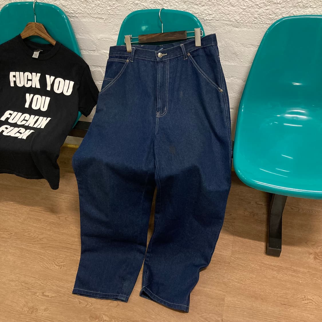 스쿨오브하드낙 올드스쿨 힙합 자수 카펜터 데님 팬츠 상품이미지4