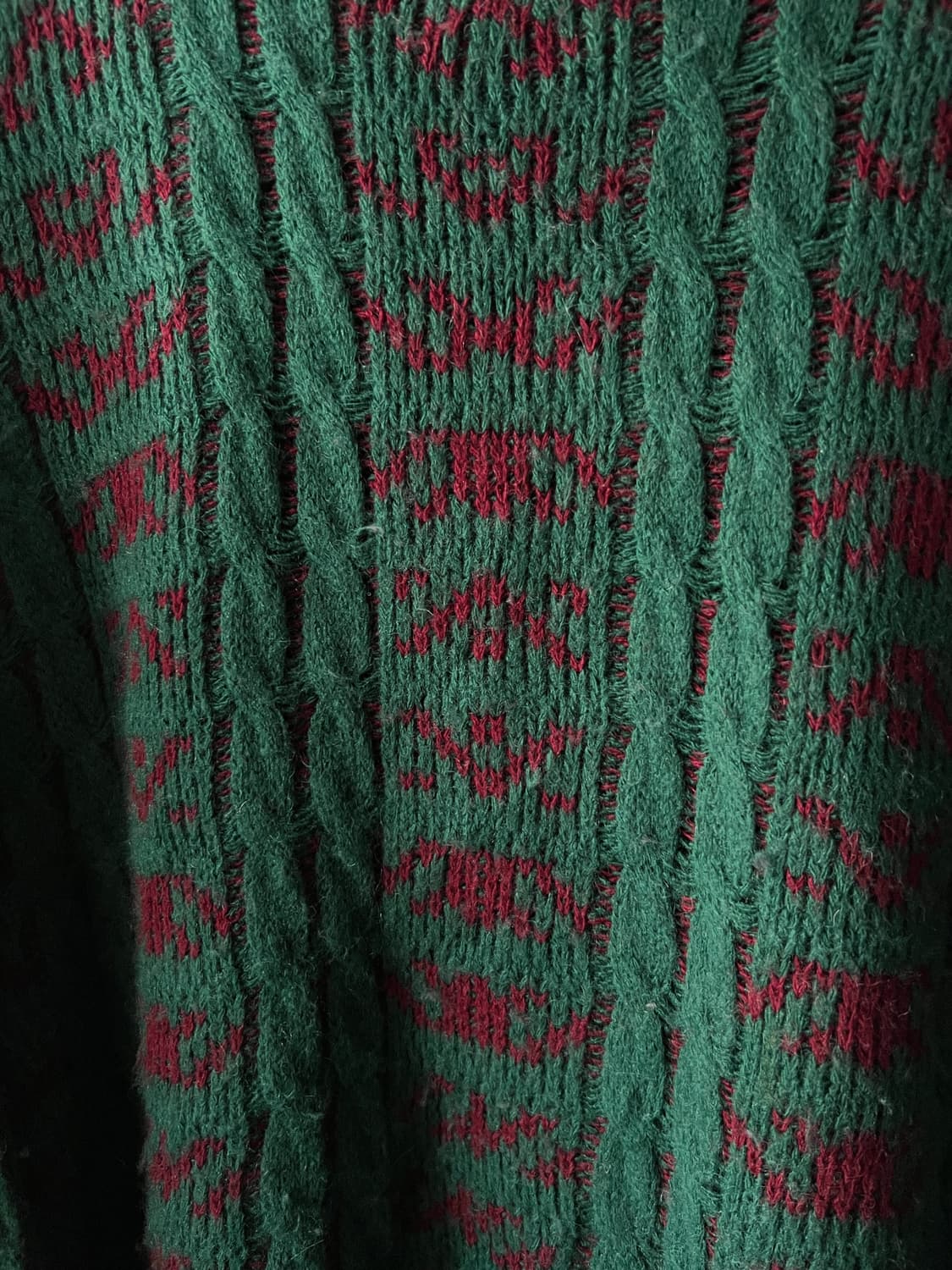 [XL]90's USA 빈티지 패턴 오버핏 케이블 니트 상품이미지3