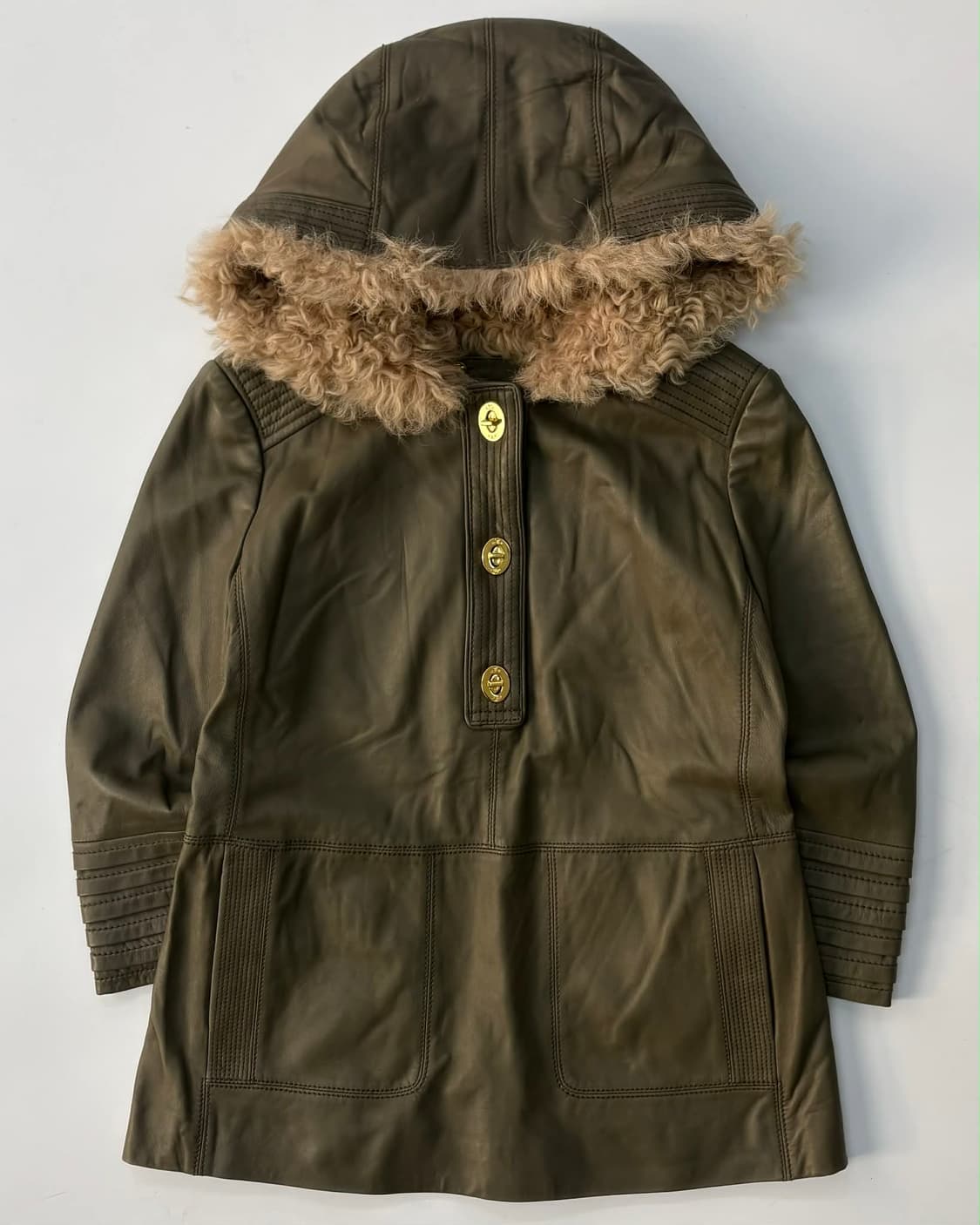 [XS] 토리버치 y2k 실비아 가죽 양털 퍼 후드티 자켓 상품이미지1