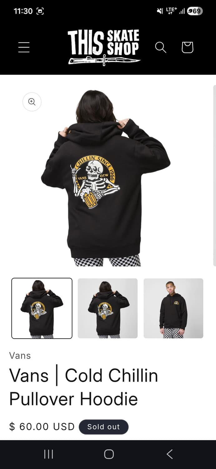 반스 콜드 칠린 블랙 후디 m 판매합니다 상품이미지1