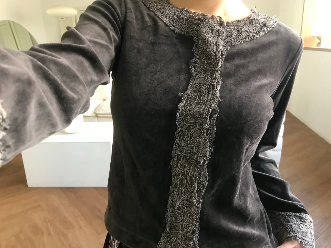 vintage velvet lace cardigan 상품이미지7